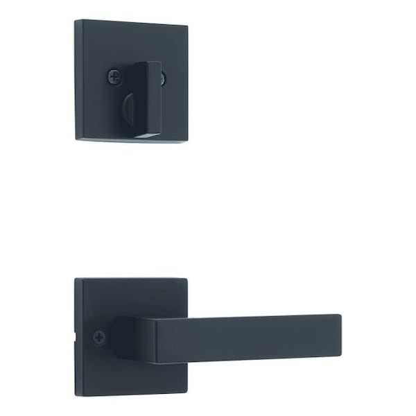 Single Cylinder Interior Singapore Lever Trim with Square Rose Matte Black Finish